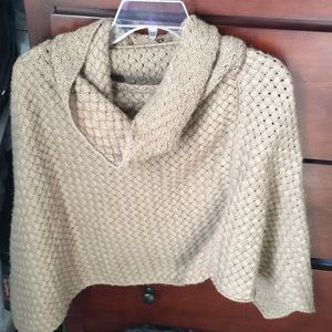 Basket Weave Cowl Neck Poncho